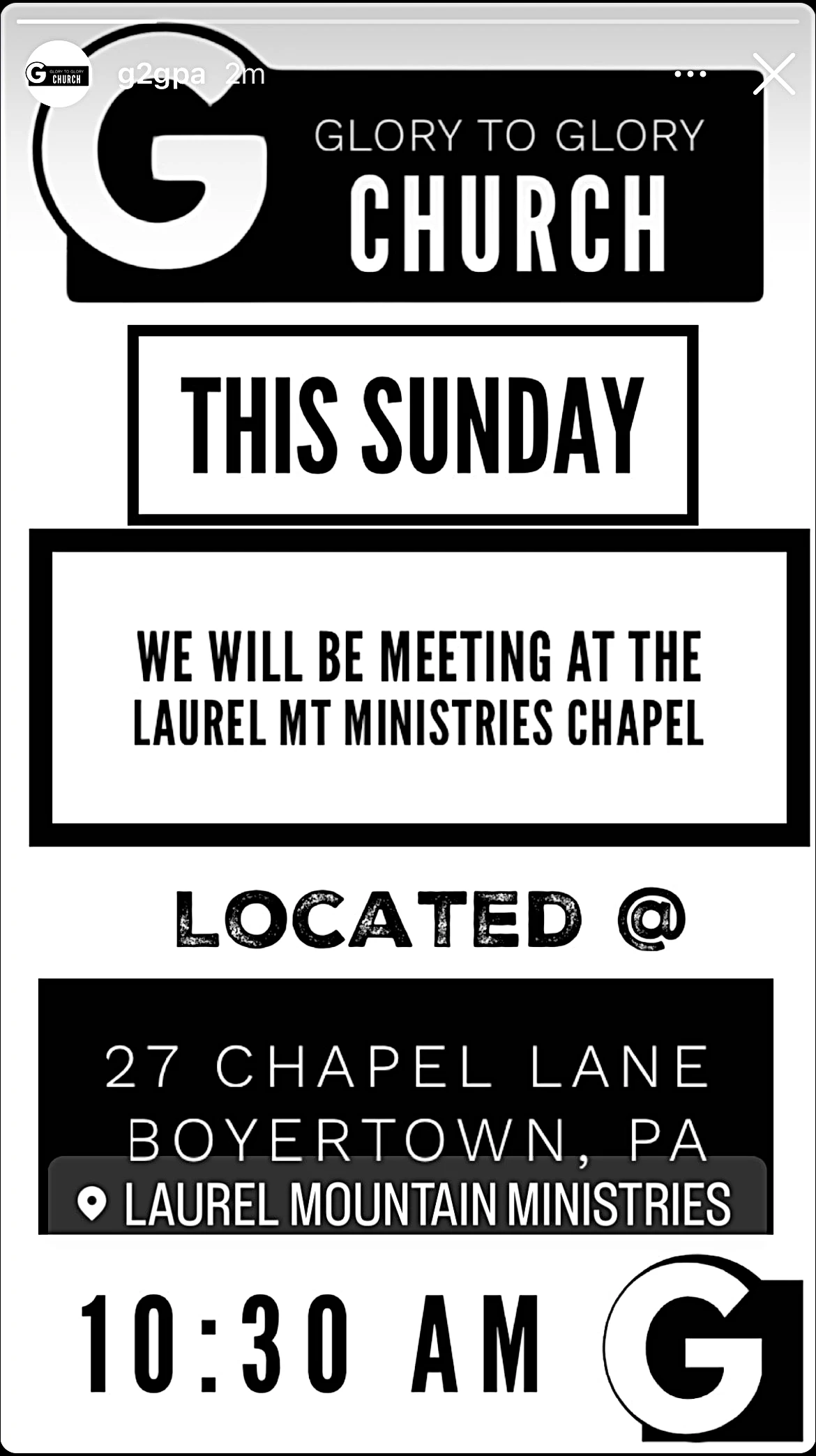 Glory to Glory Church using out Chapel