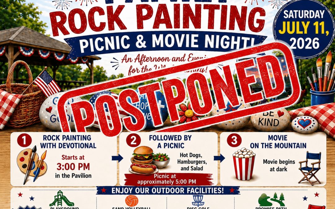 Family Rock Painting, Picnic, and Movie on the Mountain